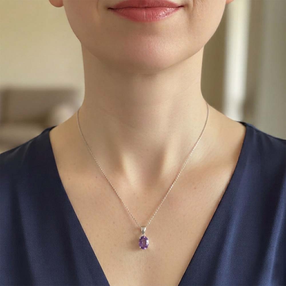 Pendentif améthyste en argent massif 925