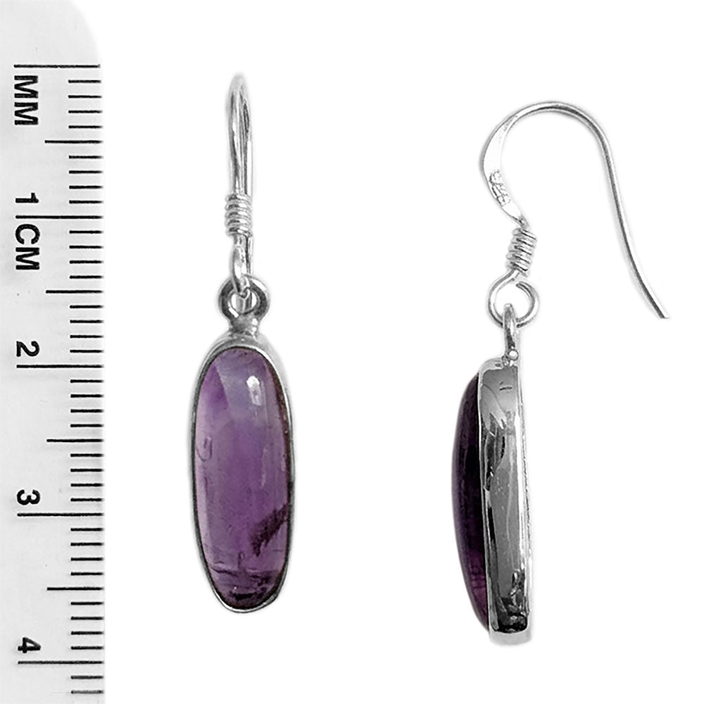 Boucles d’oreilles pendantes améthyste en argent massif 925
