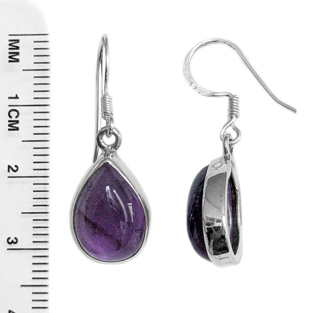 Boucles d’oreilles pendantes améthyste en argent massif 925