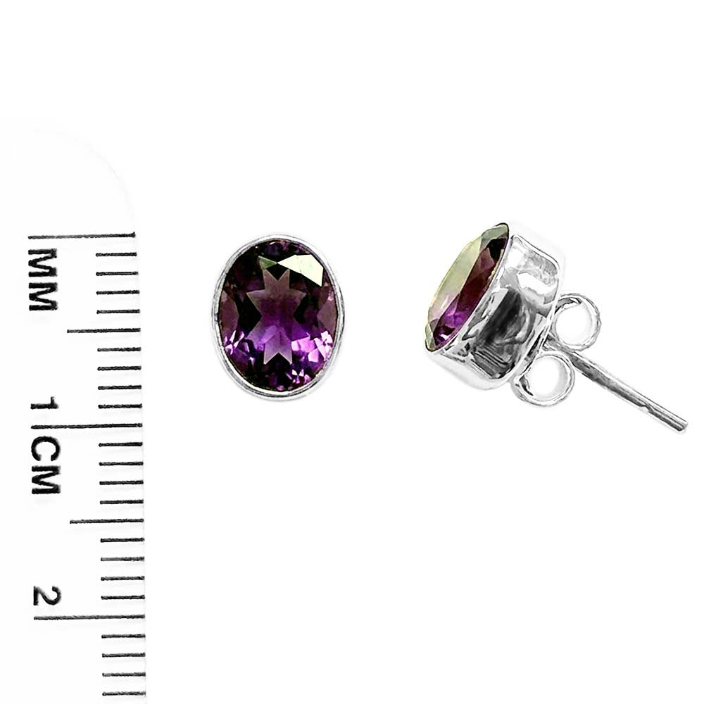 Clous d’oreilles améthyste en argent massif 925