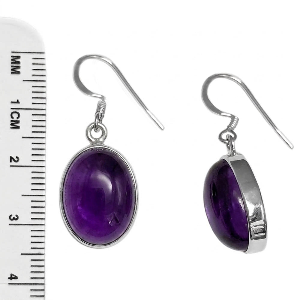 Boucles d’oreilles pendantes améthyste en argent massif 925