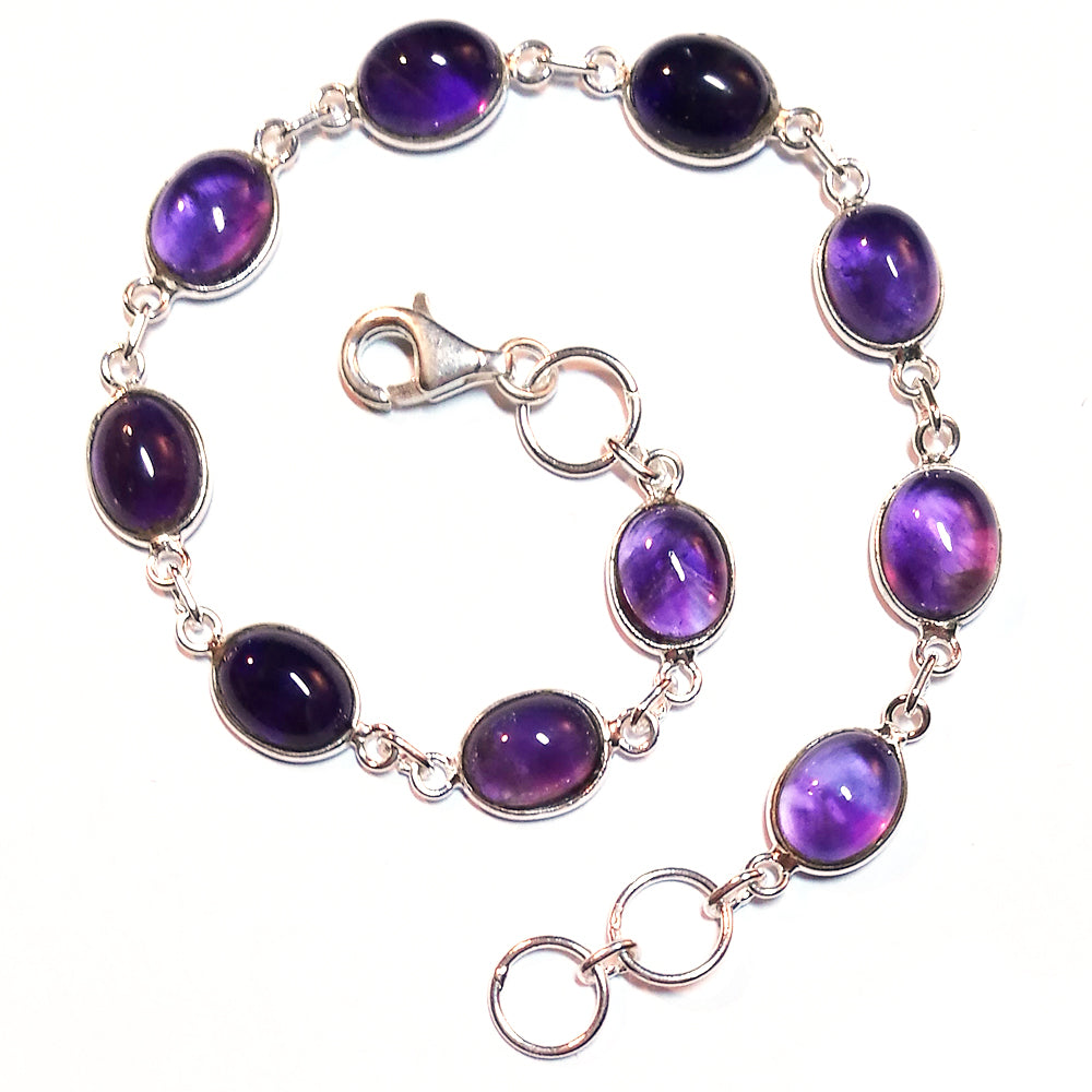 Bracelet améthyste en argent massif 925