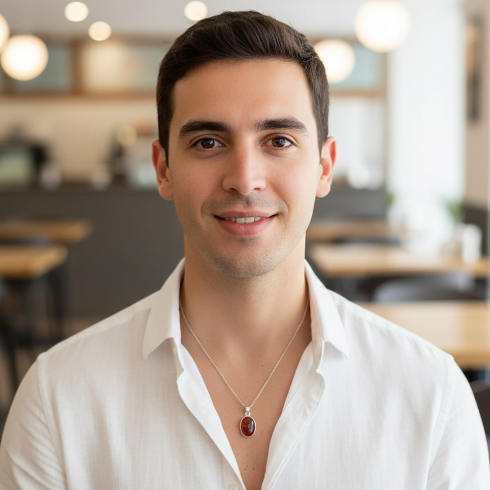 Pendentif cornaline en argent massif 925