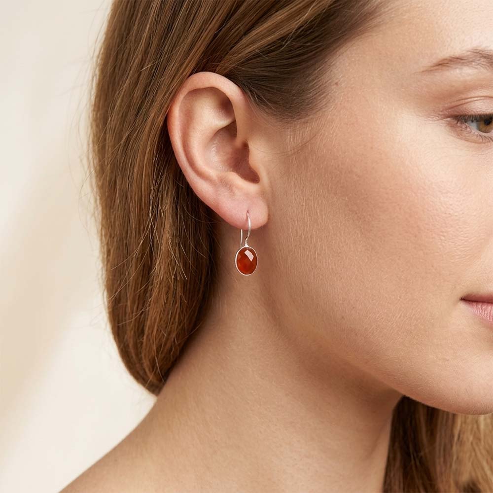 Carnelian sterling silver earrings