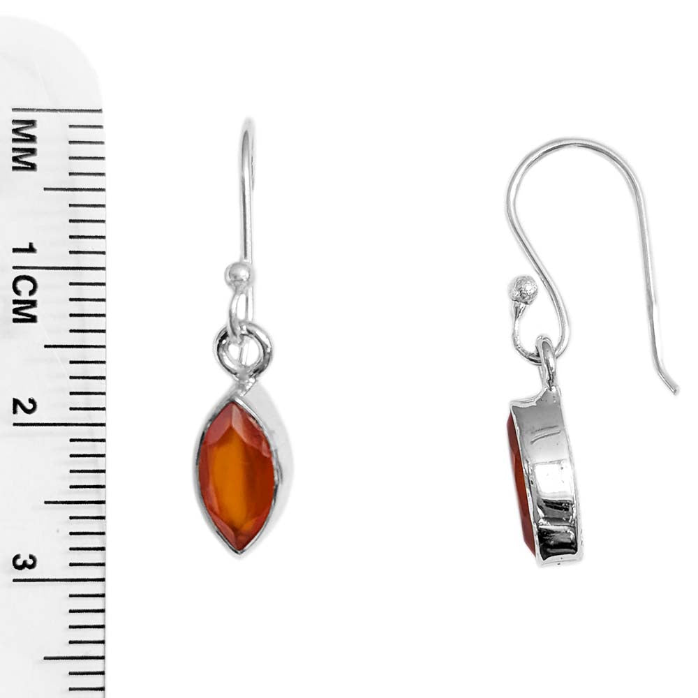 Boucles d’oreilles pendantes cornaline en argent massif 925