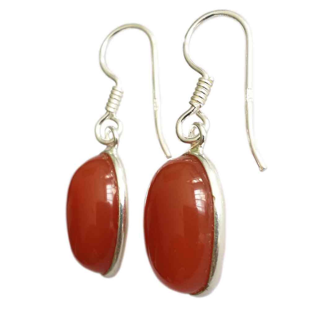 Carnelian sterling silver drop earrings
