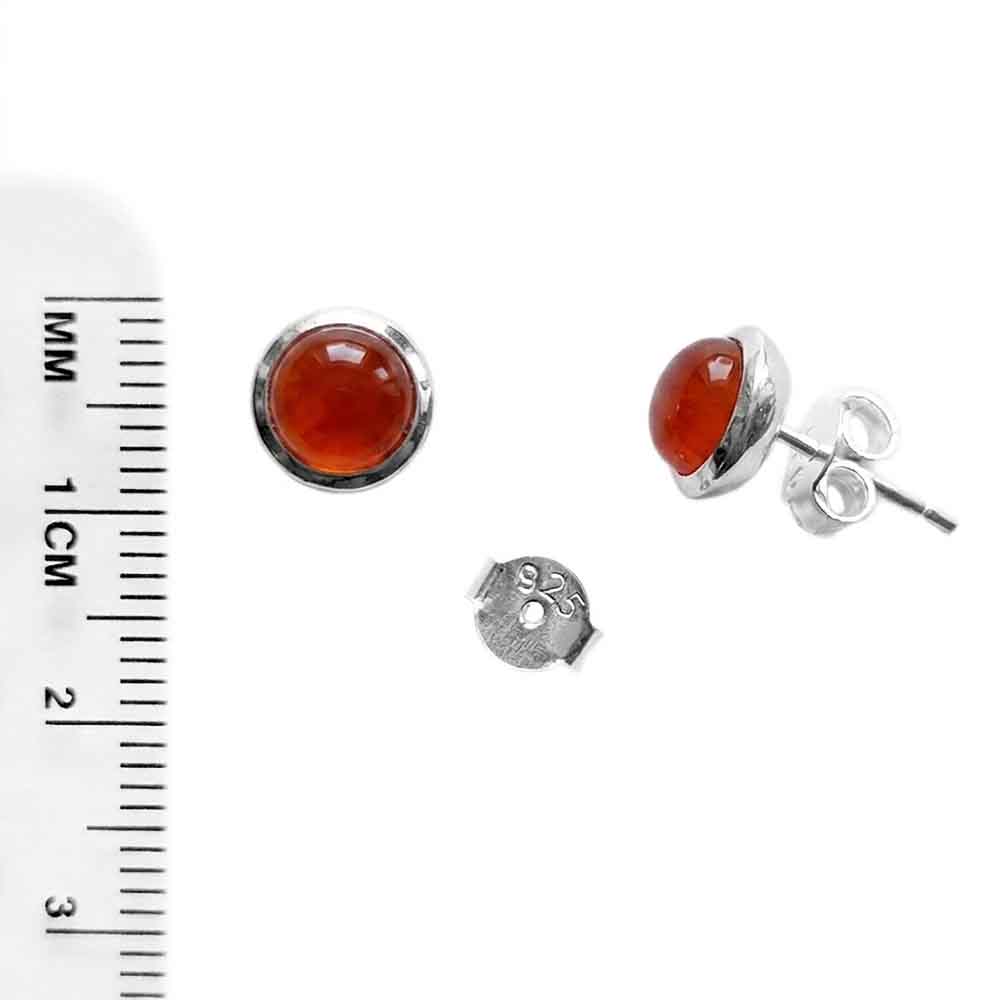 Carnelian sterling silver ear studs