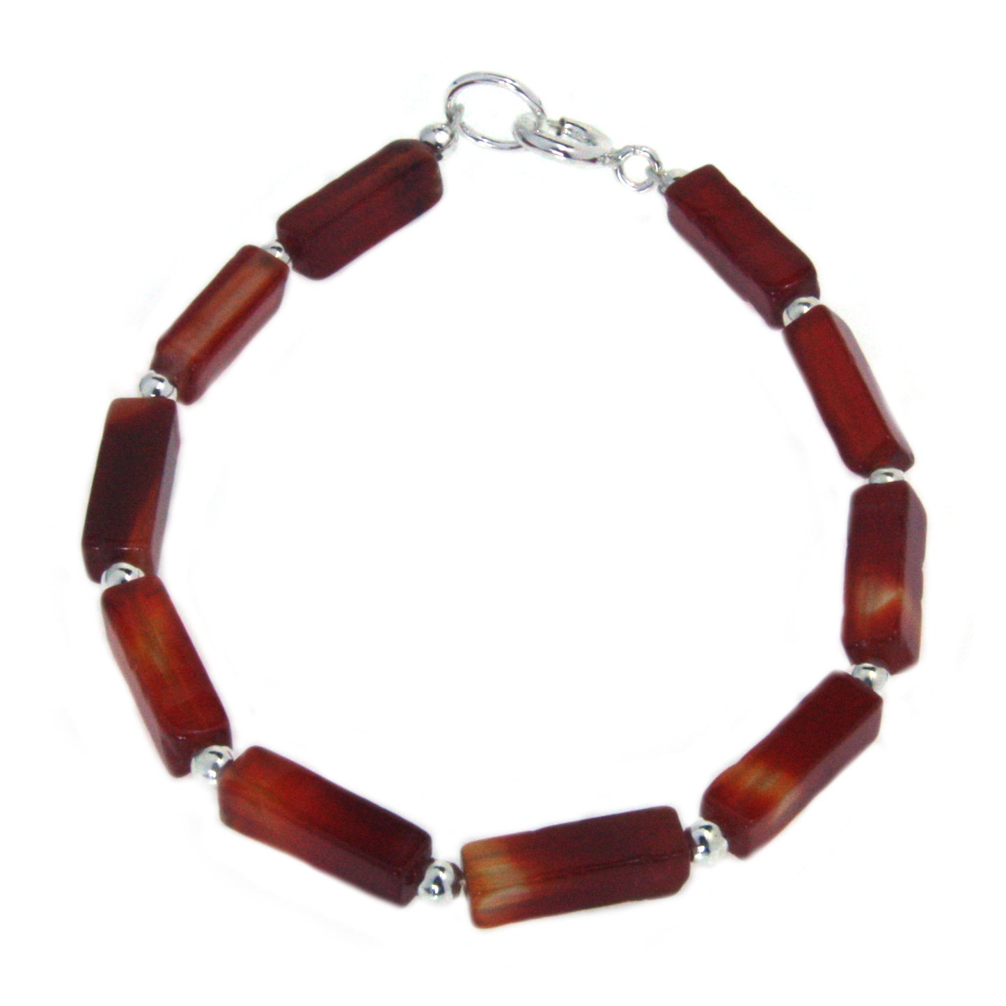 Bracelet cornaline en argent massif 925