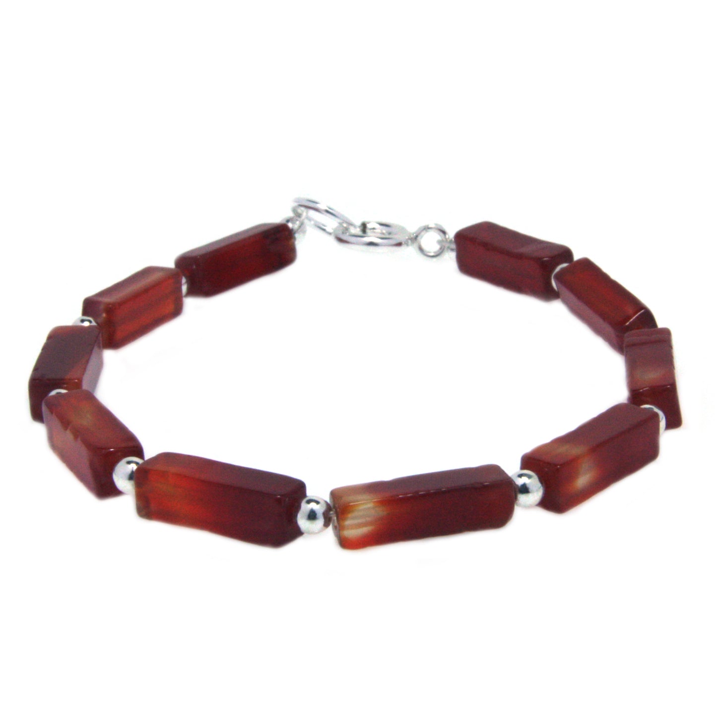 Bracelet cornaline en argent massif 925