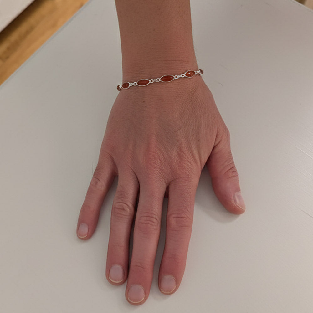 Carneliant sterling silver bracelet