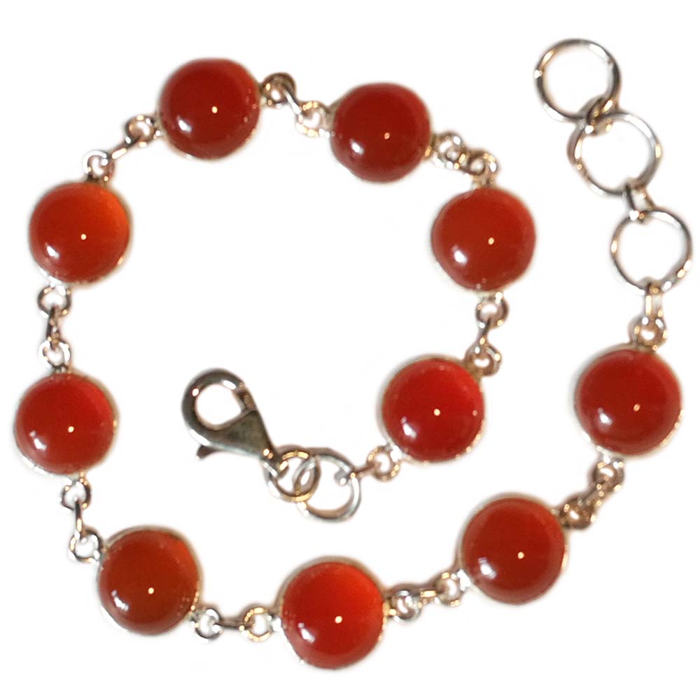 Bracelet cornaline en argent massif 925