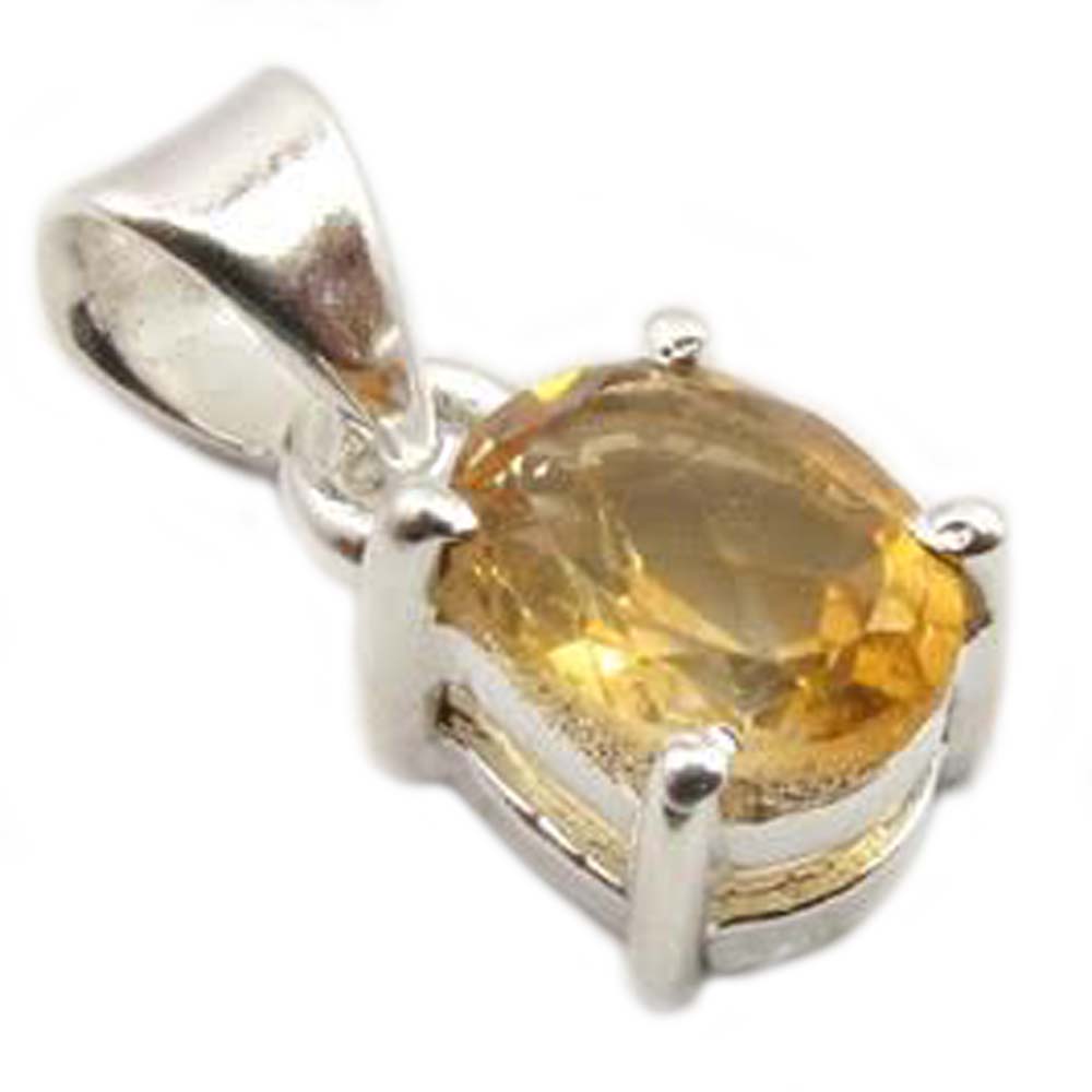 Pendentif citrine en argent massif 925