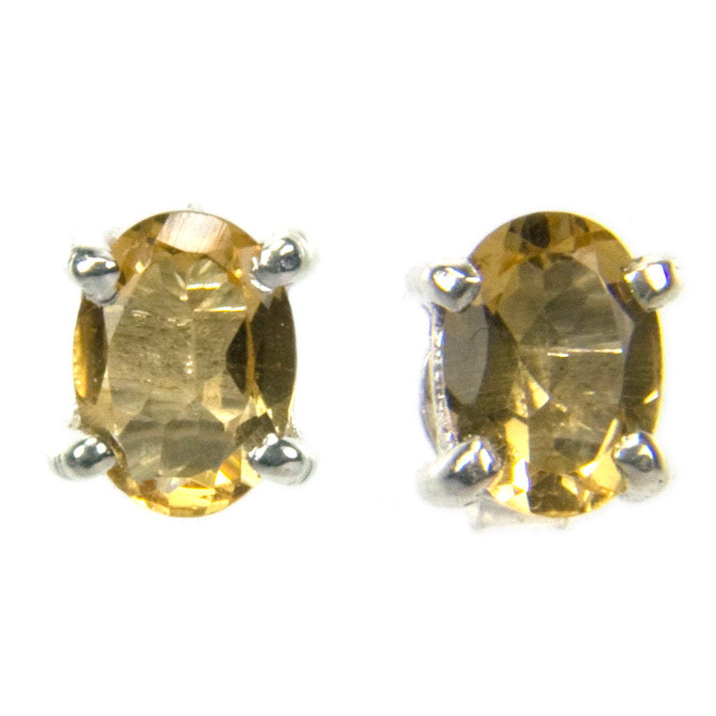 Clous d’oreilles citrine en argent massif 925
