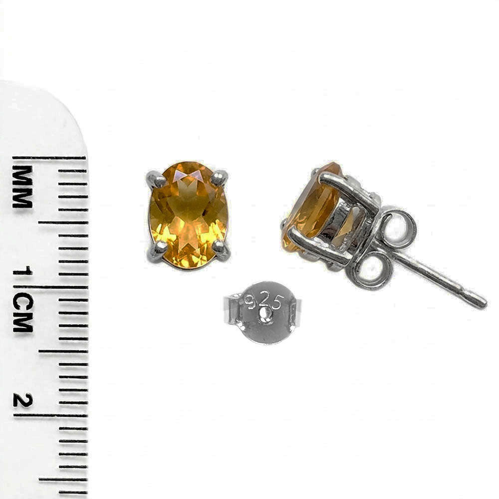 Clous d’oreilles citrine en argent massif 925