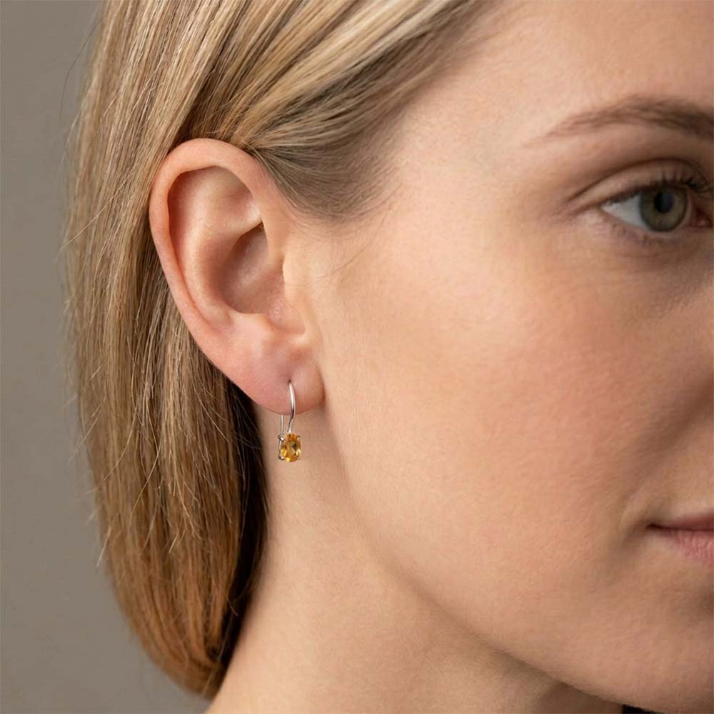 Boucles d’oreilles citrine en argent massif 925