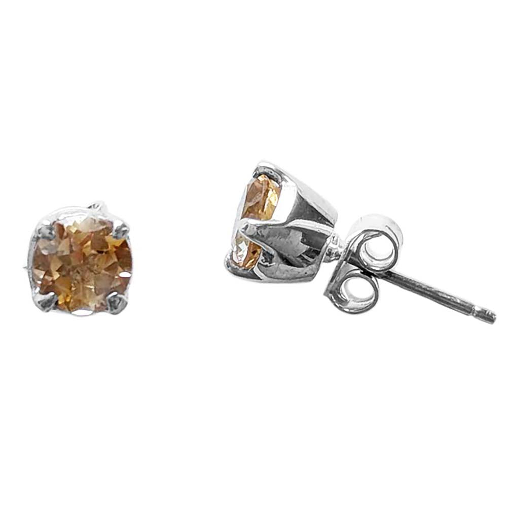 Citrine sterling silver ear studs