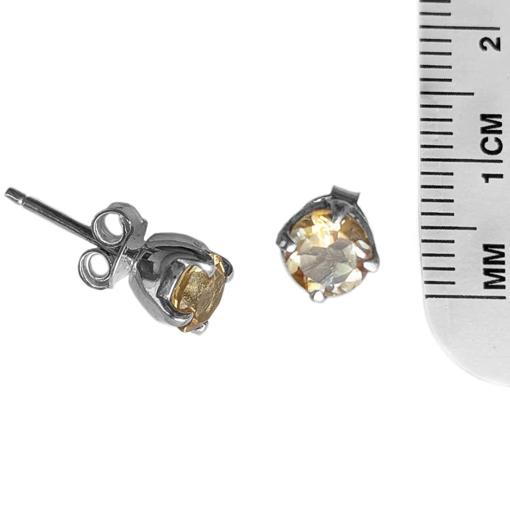 Citrine sterling silver ear studs