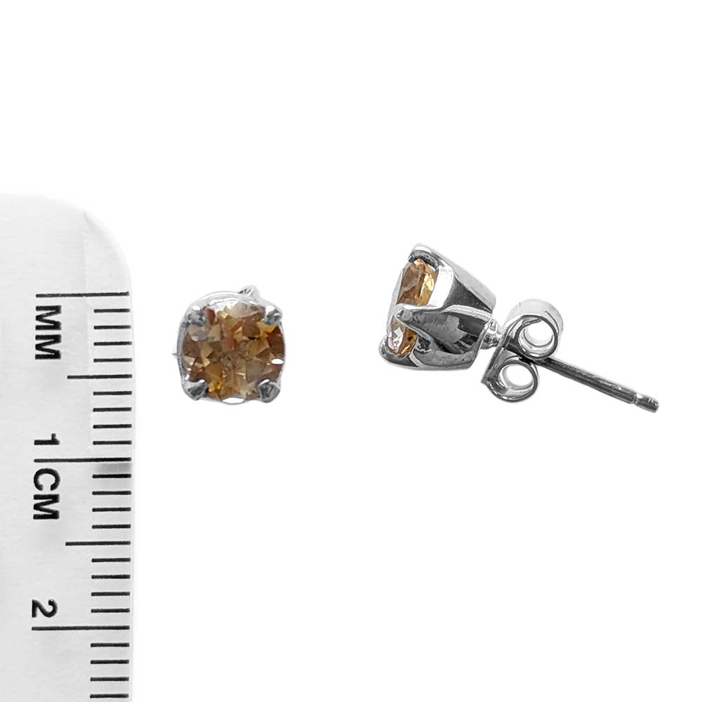 Citrine sterling silver ear studs