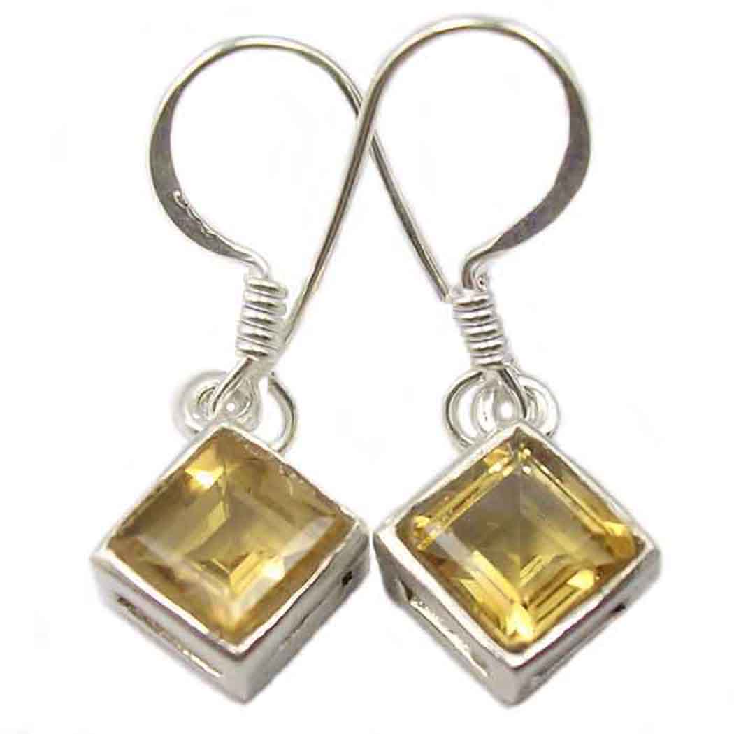 Boucles d’oreilles citrine en argent massif 925