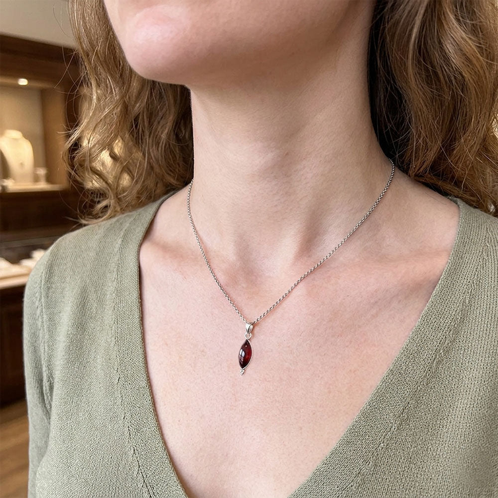 Garnet sterling silver pendant