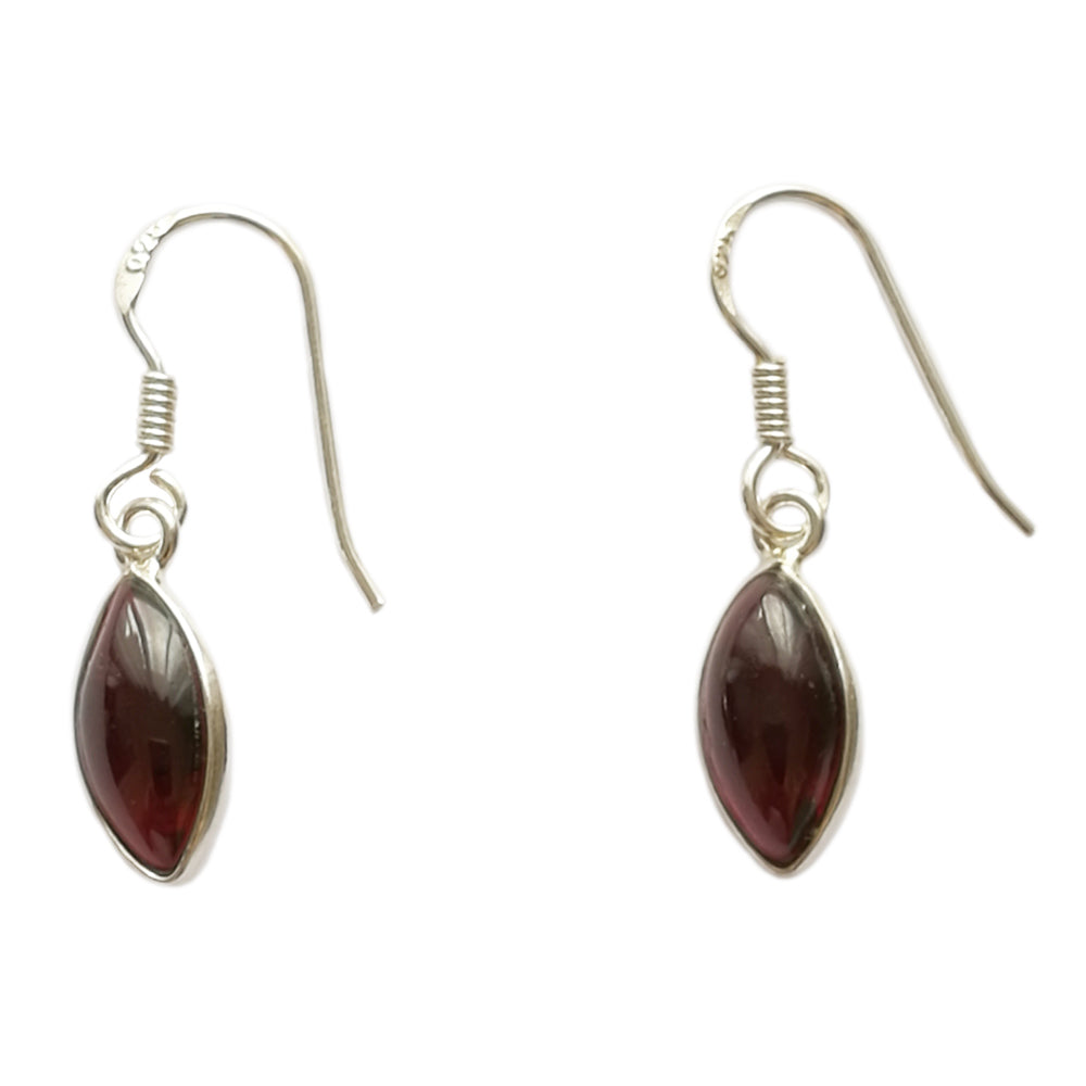 Garnet sterling silver drop earrings