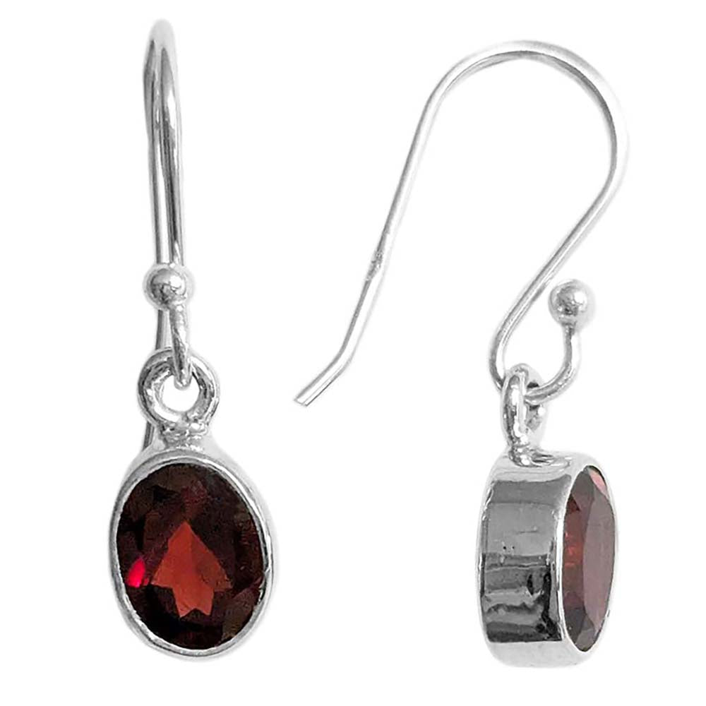Garnet sterling silver earrings