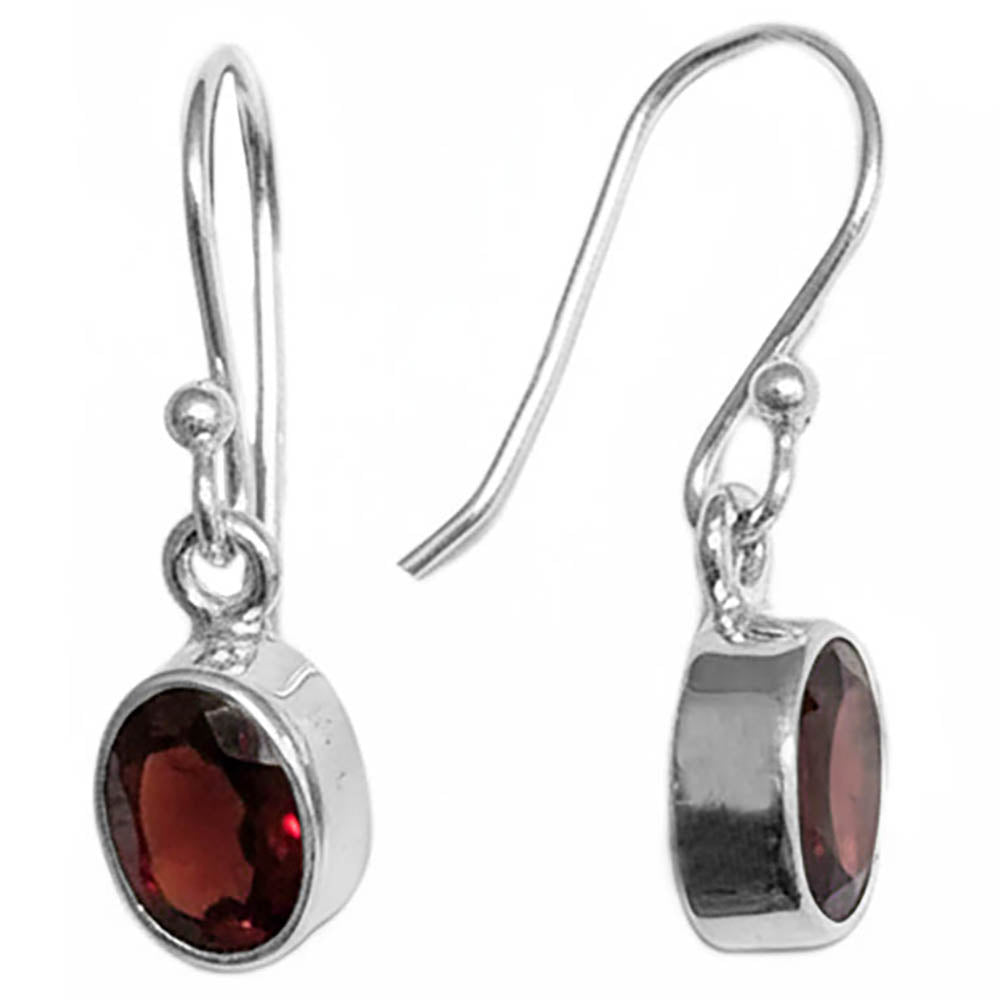 Boucles d’oreilles grenat en argent massif 925