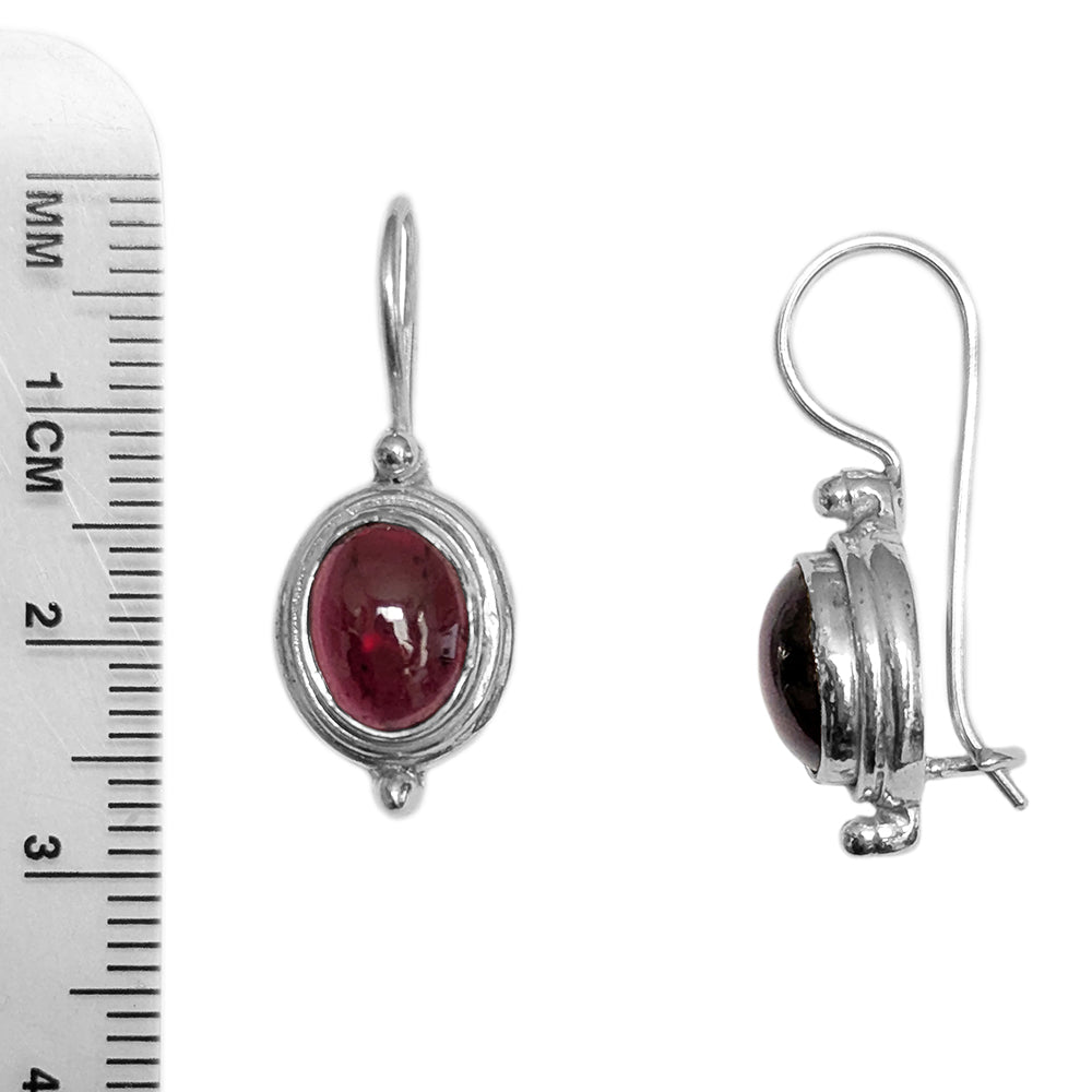 Garnet sterling silver earrings