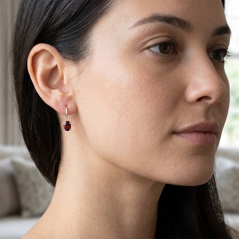 Boucles d’oreilles grenat en argent massif 925