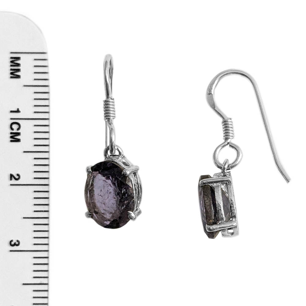 Boucles d’oreilles pendantes iolite en argent massif 925