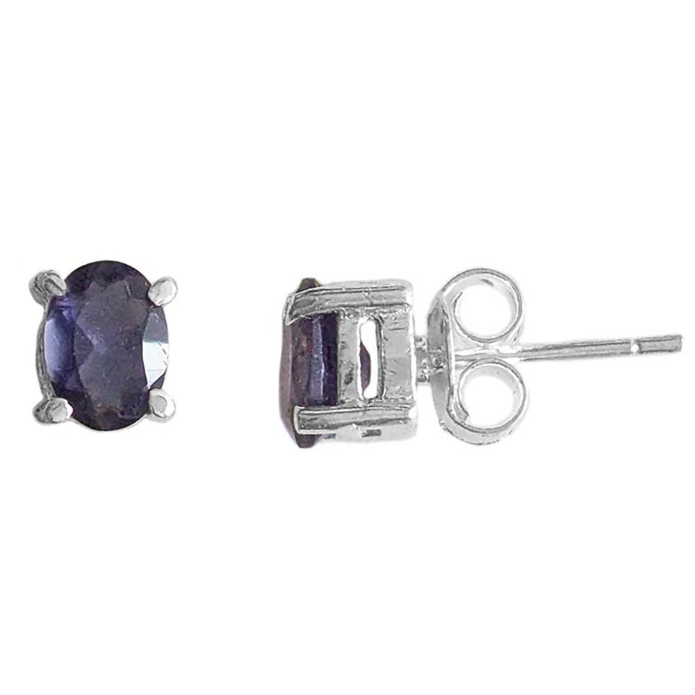 Clous d’oreilles iolite en argent massif 925