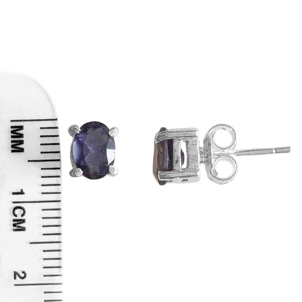 Clous d’oreilles iolite en argent massif 925