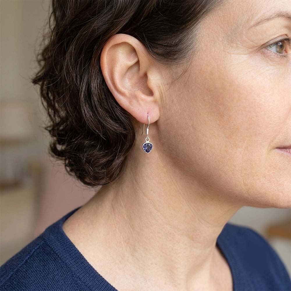 Boucles d’oreilles iolite en argent massif 925