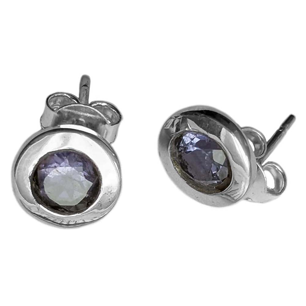 Iolite sterling silver ear studs