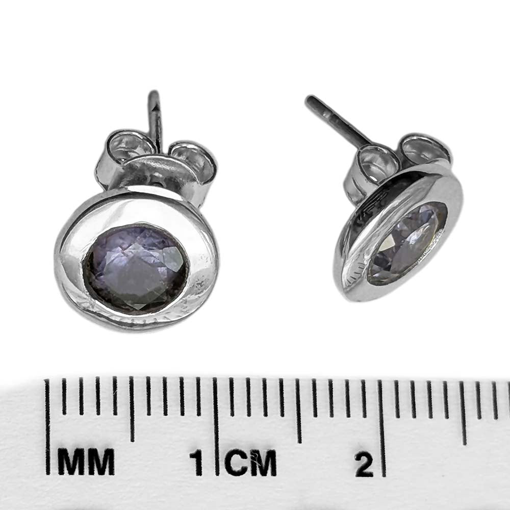 Iolite sterling silver ear studs