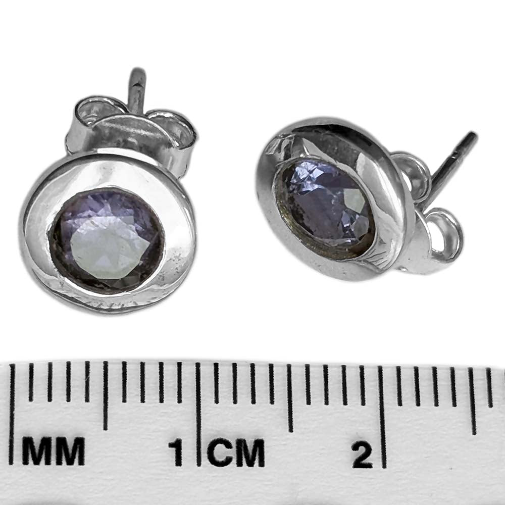Iolite sterling silver ear studs