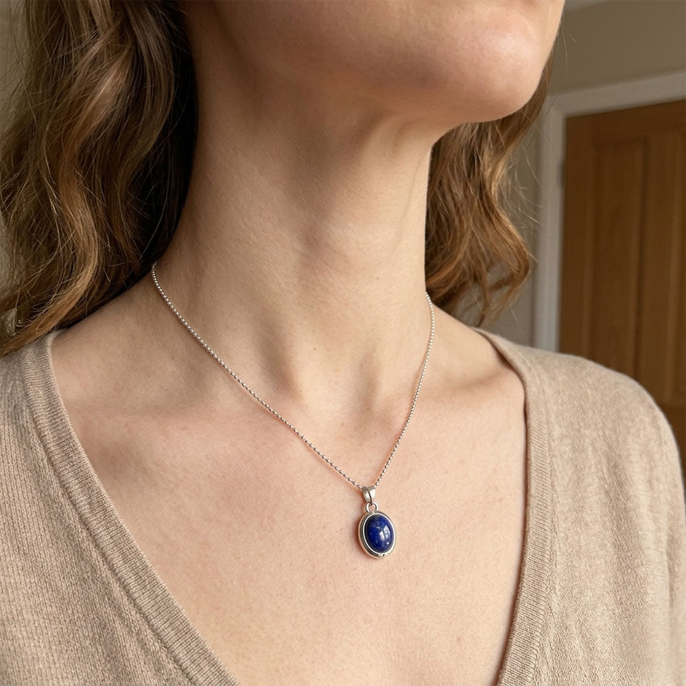 Pendentif lapis-lazuli en argent massif 925