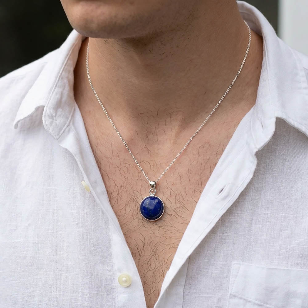 Pendentif lapis-lazuli en argent massif 925