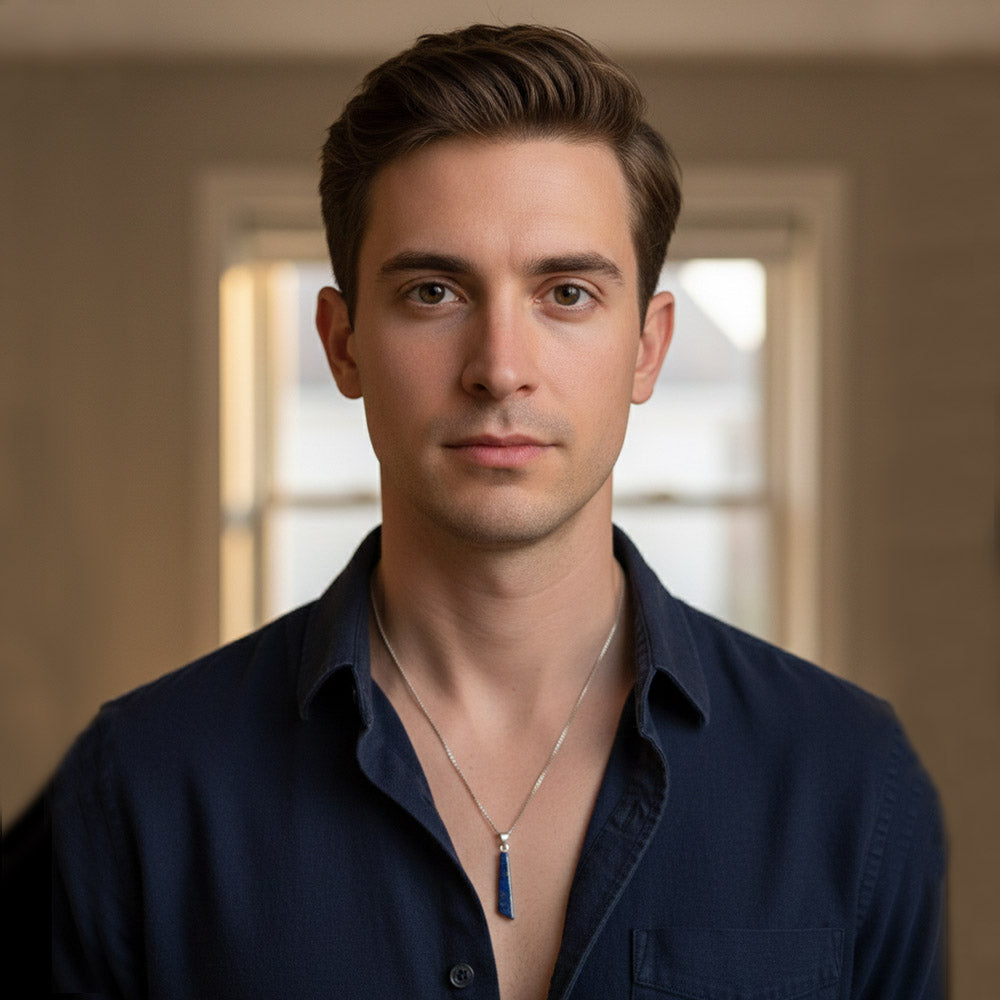 Pendentif lapis-lazuli en argent massif 925