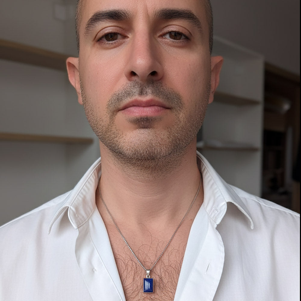 Pendentif lapis-lazuli en argent massif 925