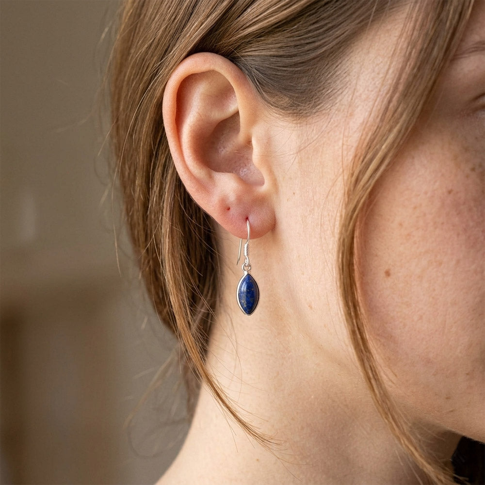 Boucles d’oreilles lapis-lazuli en argent massif 925