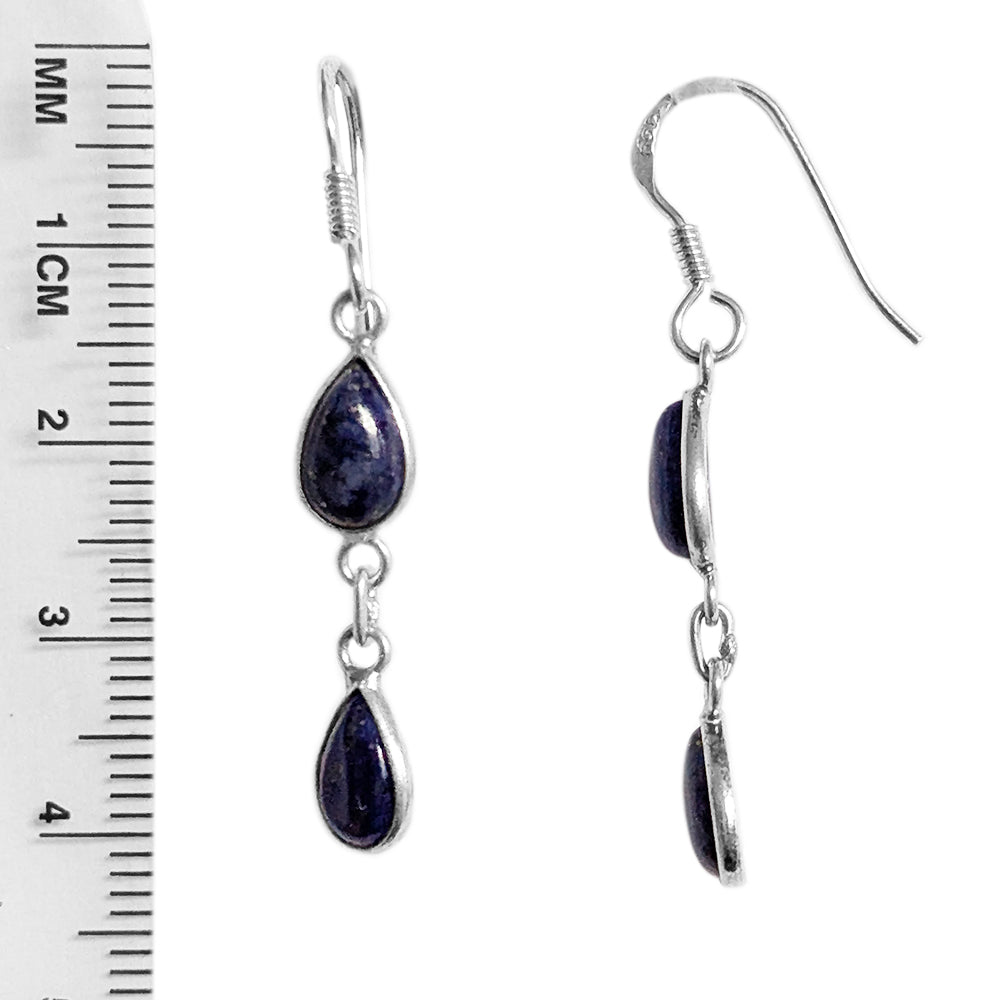 Boucles d’oreilles pendantes lapis-lazuli en argent massif 925