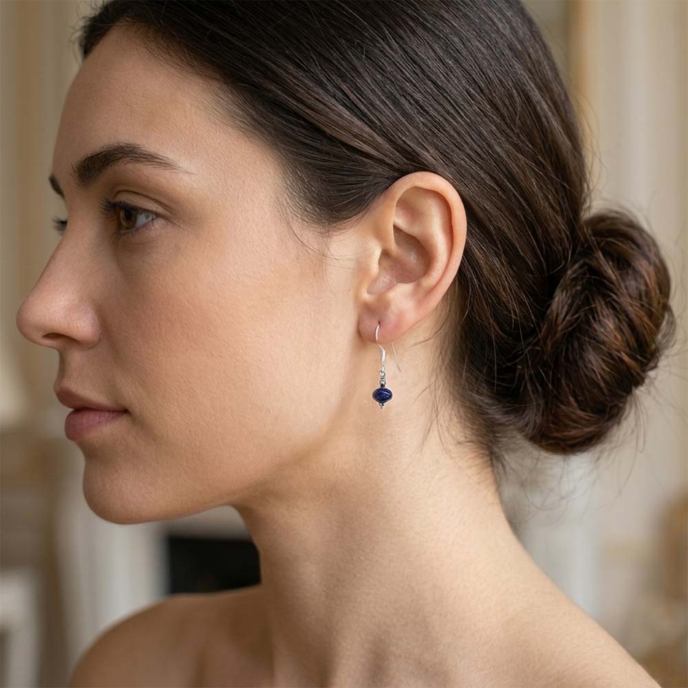 Boucles d’oreilles lapis-lazuli en argent massif 925