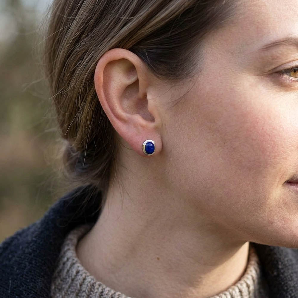 Clous d’oreilles lapis-lazuli en argent massif 925