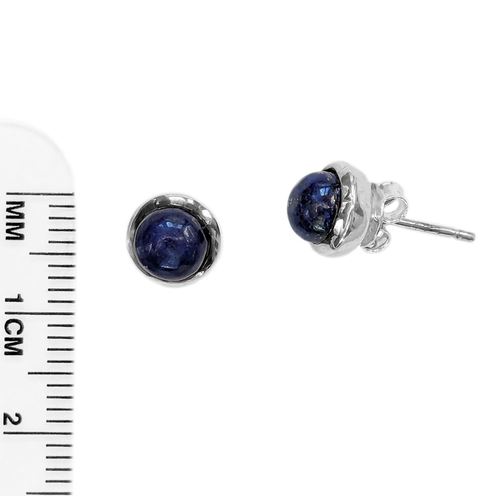 Lapis lazuli sterling silver ear studs
