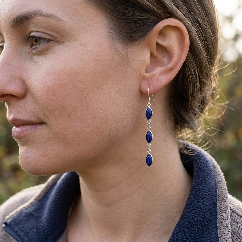 Lapis lazuli sterling silver drop earrings