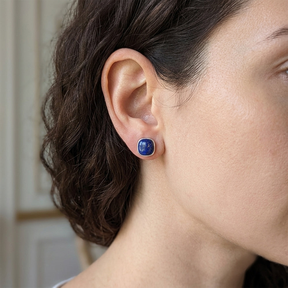 Clous d’oreilles lapis-lazuli en argent massif 925