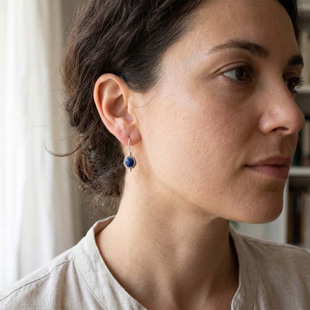 Boucles d’oreilles lapis-lazuli en argent massif 925