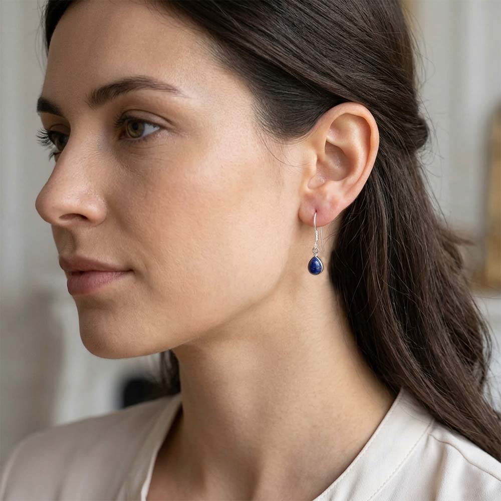 Boucles d’oreilles lapis-lazuli en argent massif 925
