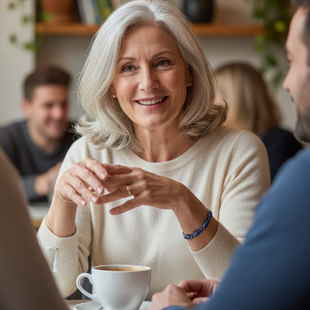 Bracelet lapis-lazuli et hématite en argent massif 925